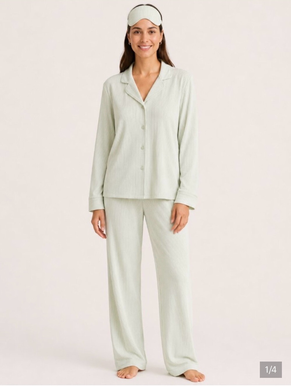 Como Vintage Light Sage Button-Up Pajama Set